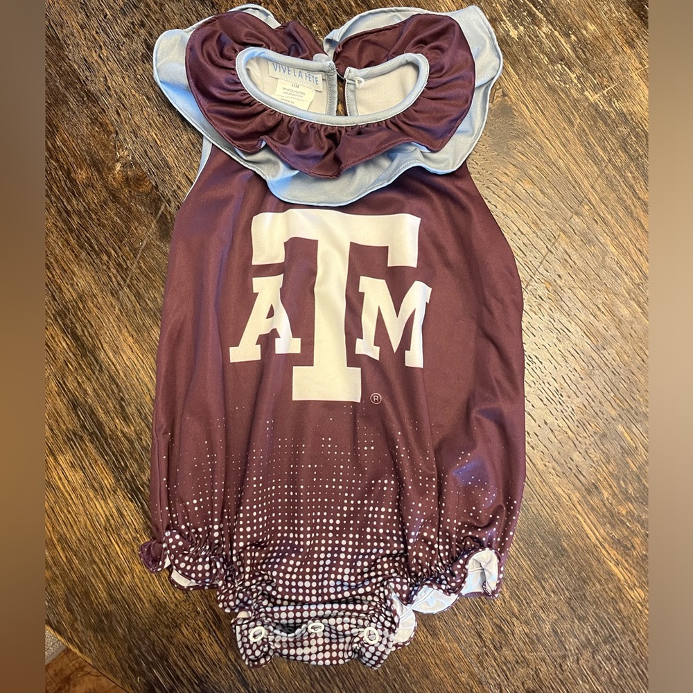 Texas A&M baby girl onesie. NWOT, never worn. Size 12month.